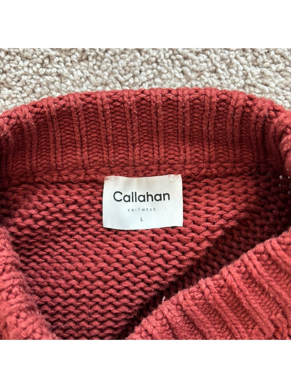 Callahan Knitwear Burgundy Thick Knit Sweater Womens Size L Cozy Autumn Core - Picture 3 of 6